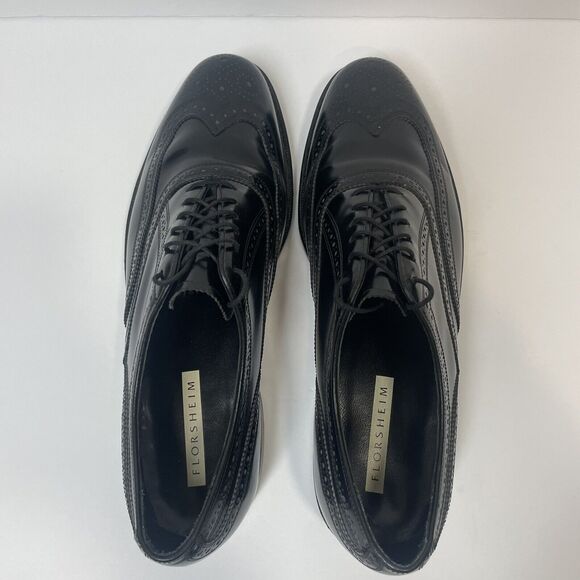 FLORSHEIM Black Lexington Oxford Wingtip Dress Shoe Men's Size 10 1/2 D 76403 - Picture 9 of 12